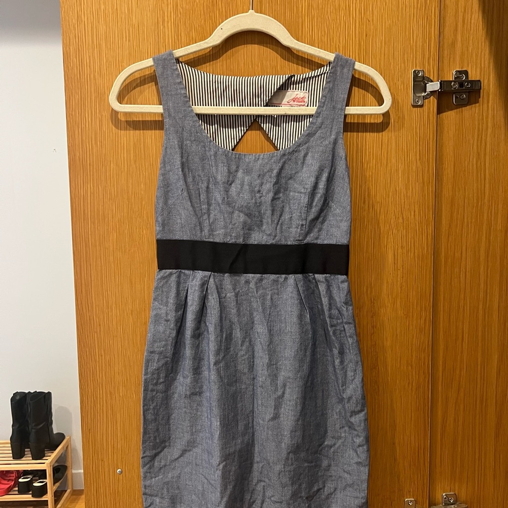 Stylish Blue Dress with Black Accents